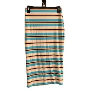 AFRM Nordstrom Multi Color Stripe Ribbed Midi Skirt XS NWT